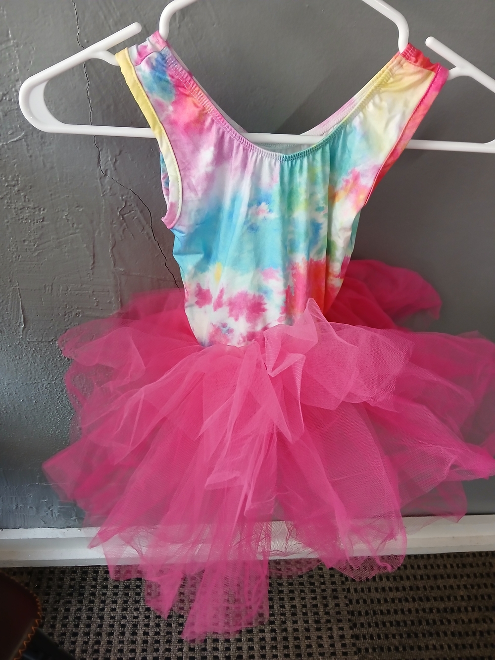 Girls Pink Tutu Dress with Tie-Dye Bodice
